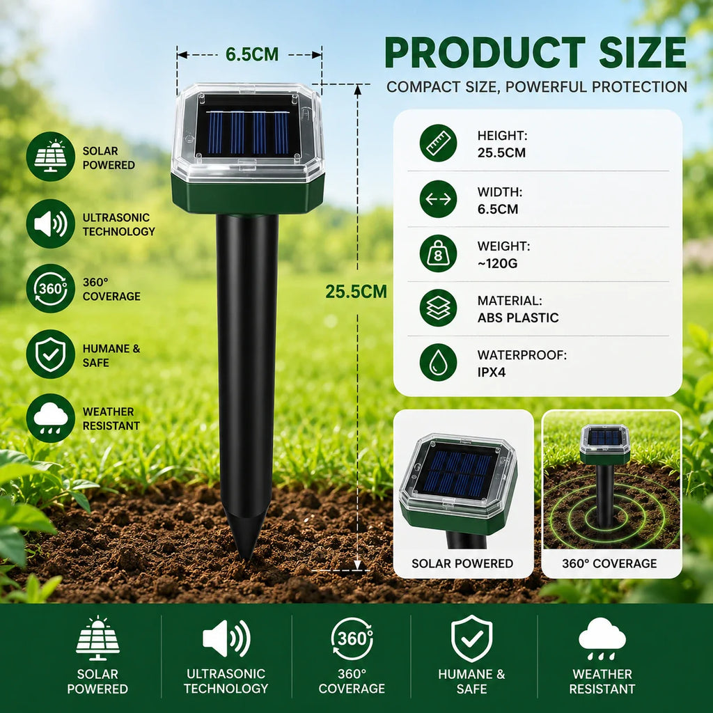 Solar Powered Waterproof Screw Mole Repellent
