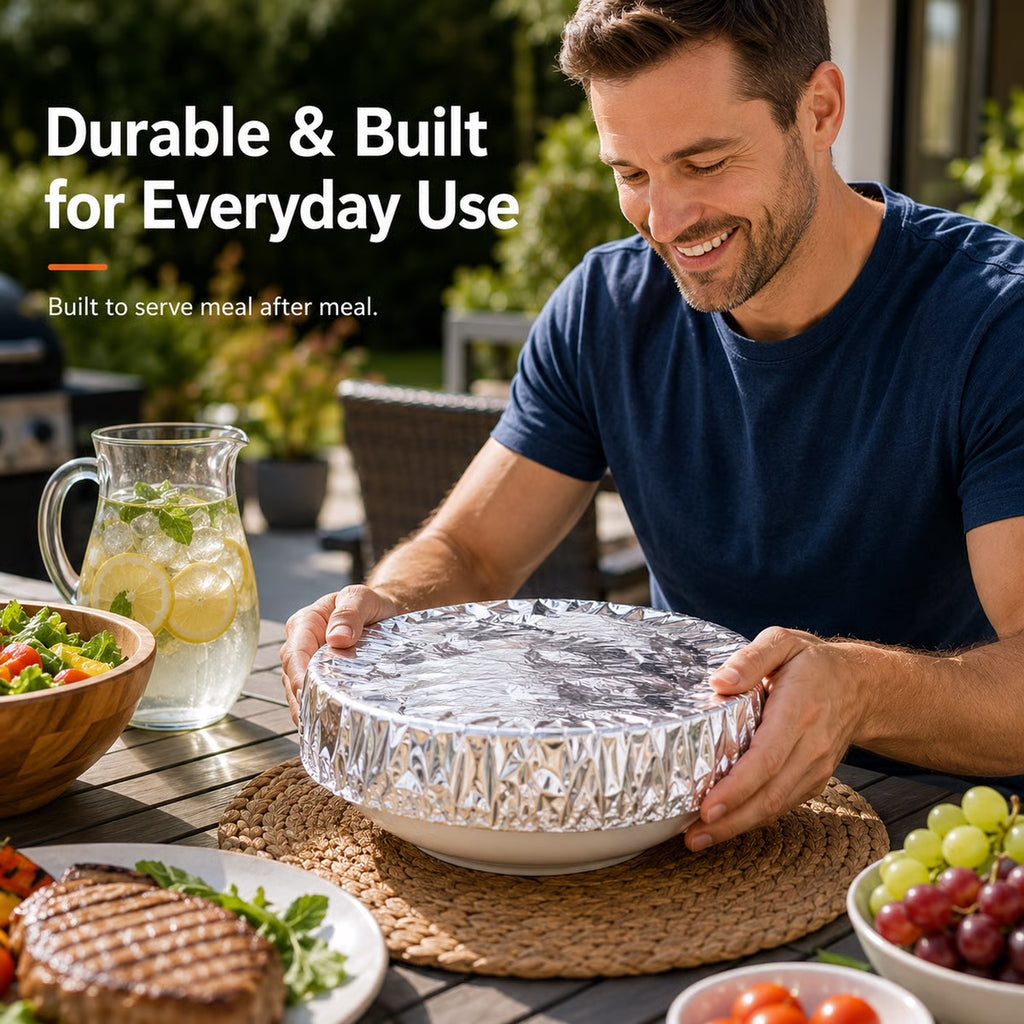 Reusable Aluminum Foil Thermal Food Cover — Heat-Retaining, Washable & Freshness-Preserving Kitchen Essential