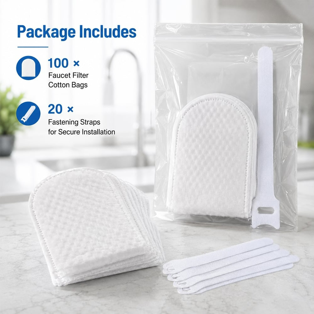 Faucet Filter Cotton Bags — 1000-Mesh Filtration, Universal Fit, Splash-Proof (100pcs)