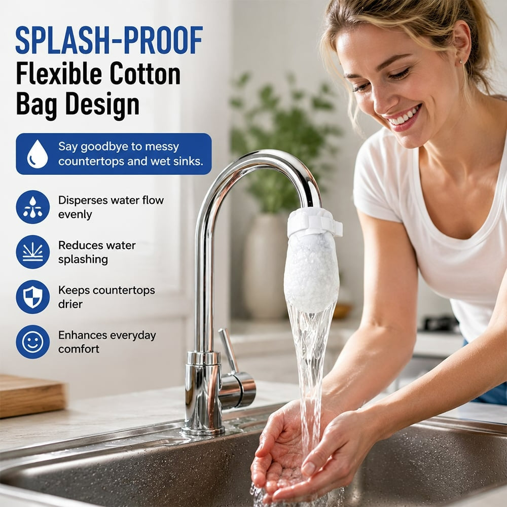 Faucet Filter Cotton Bags — 1000-Mesh Filtration, Universal Fit, Splash-Proof (100pcs)